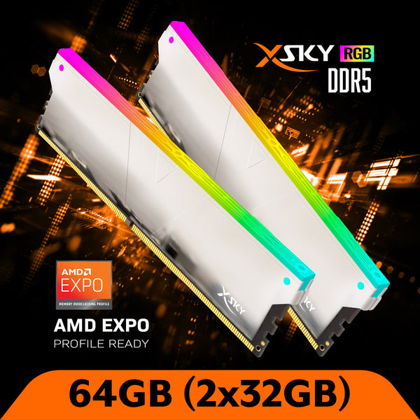 [AMD] DDR5 | 32GB (デュアル) | XSky RGB U-DIMM |ゲームメモリ