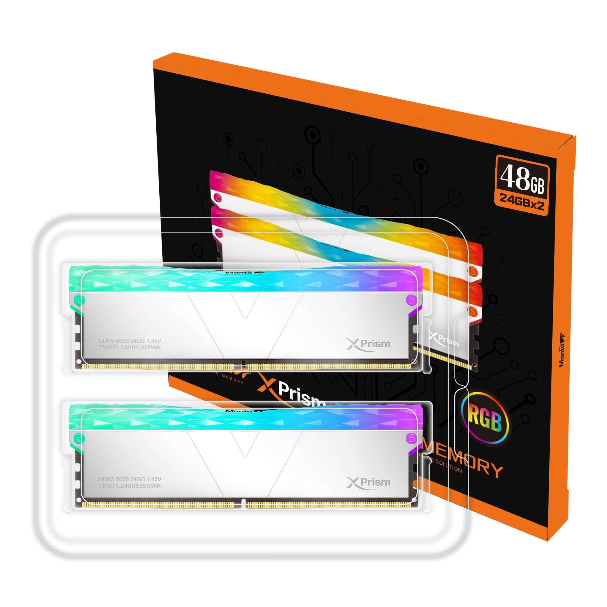Manta XPrism RGB DDR5 48GB メモリー DDR5 | [Manta] XPrism RGB | 48GB (24GBx2) | INTEL XMP | ゲーム用メモリ