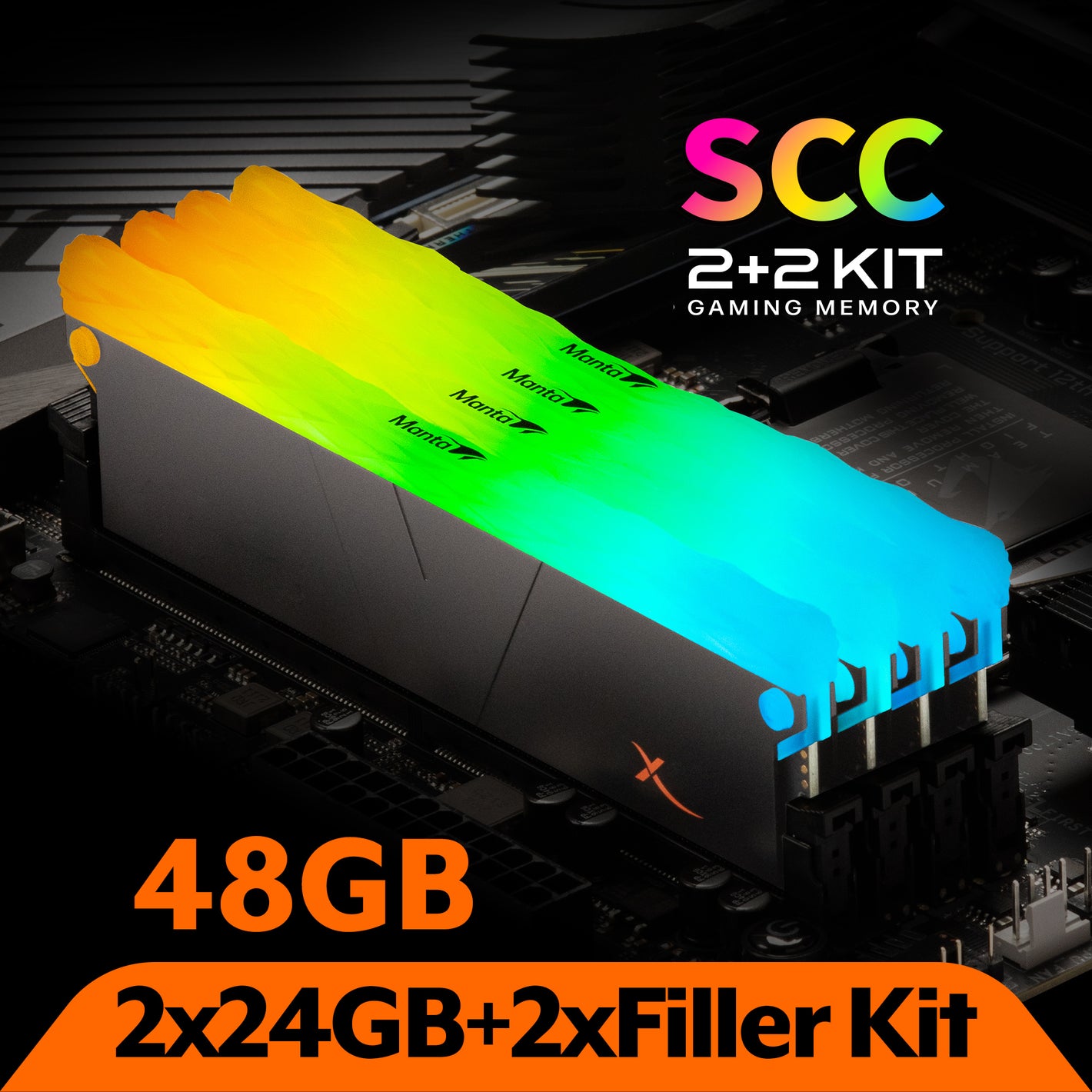DDR5 | [Manta] XPrism RGB | KIT SCC 2+2 | 48 GB (24 GB x 2) | INTEL XMP | Memoria para juegos