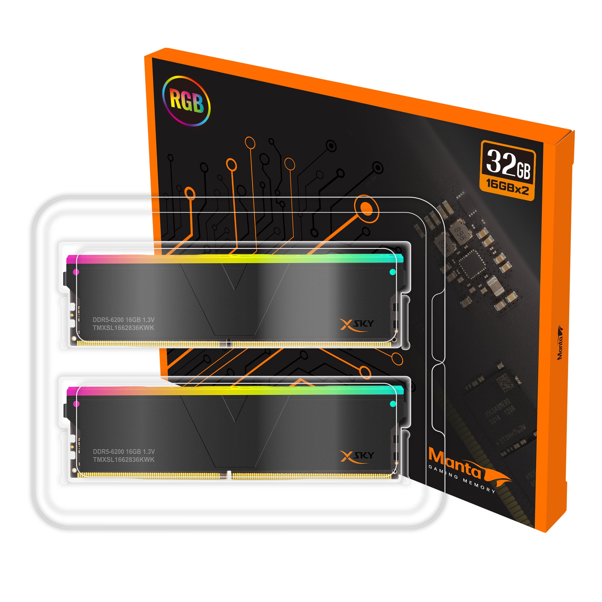 XSKY DDR5 32GB (16GBx2) メモリ XSKY-RGB-6200_-16G-_-